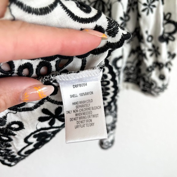 DEVLIN Revolve White Black Floral Embroidered Off Shoulder Top - Picture 10 of 11